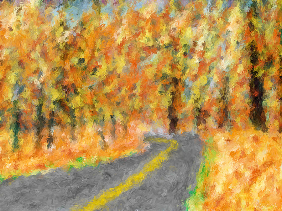 Autumn Country Road Painting by Heidi Smith
