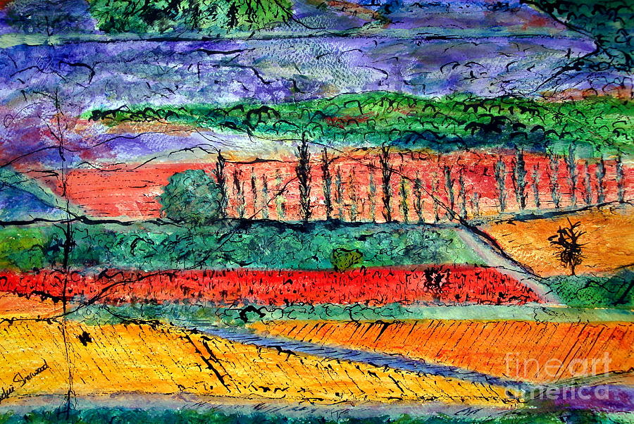 Autumn Fields Languedoc France Painting by Jackie Sherwood