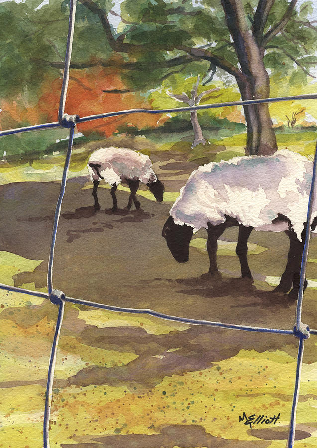 Sheep Painting - Autumn Graze by Marsha Elliott