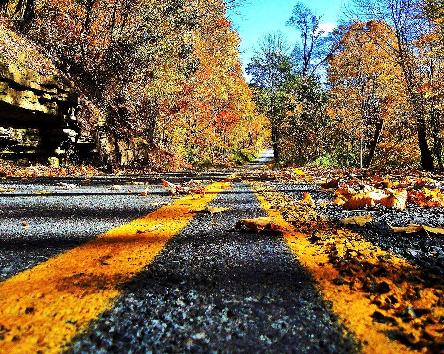 Autumn Highway Photograph by Benjamin Yeager