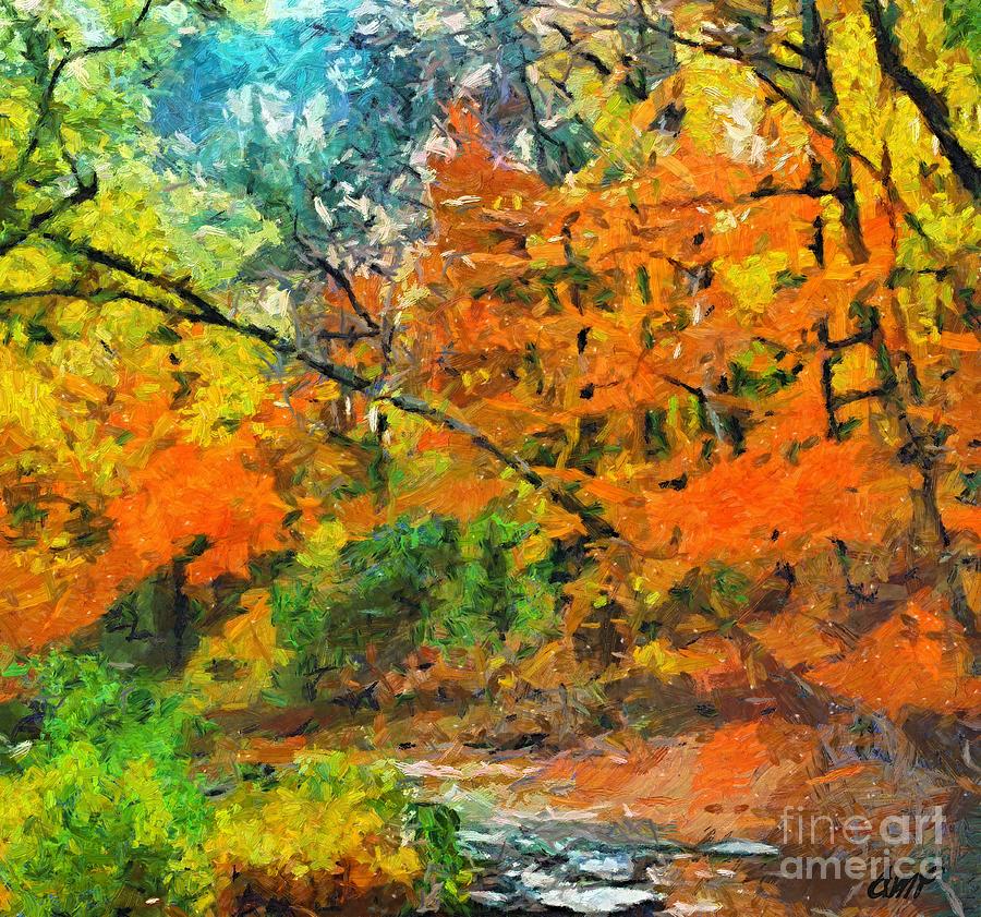 Fall Painting - Autumn in the forest by Dragica  Micki Fortuna