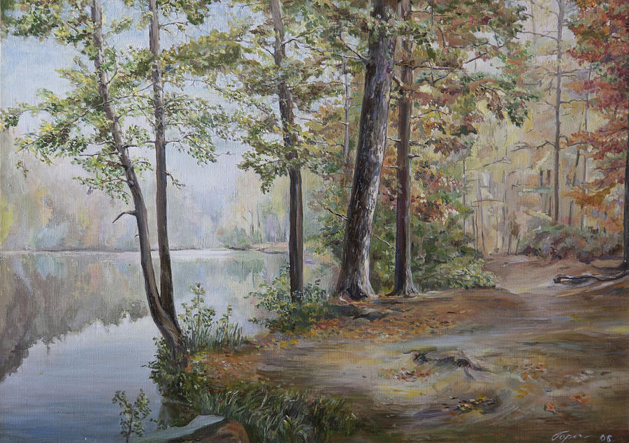 Landscape Painting - Autumn lake by Nataliya Gorovaya