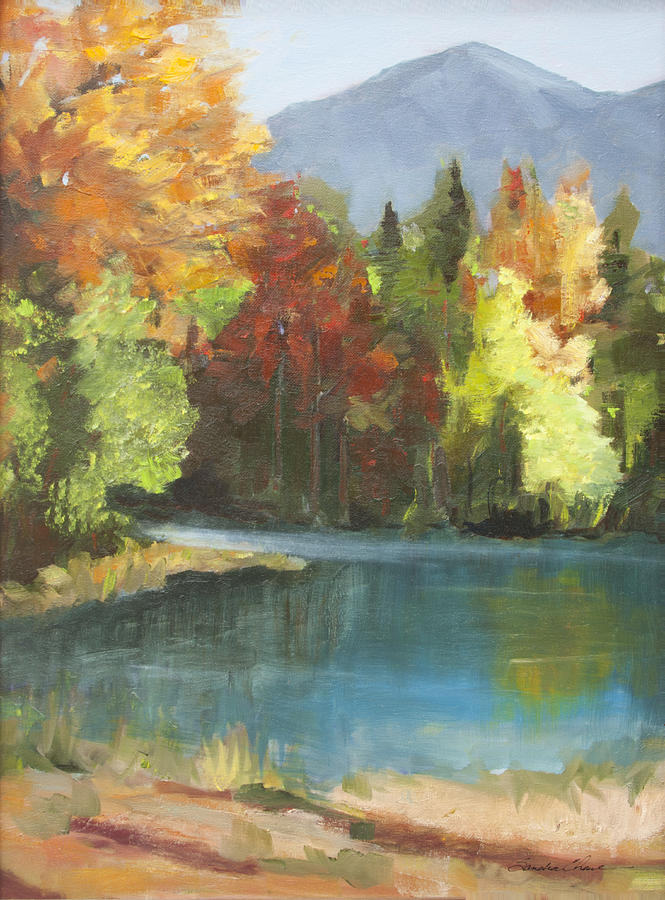 Autumn Lake Painting by Sandra Charlebois