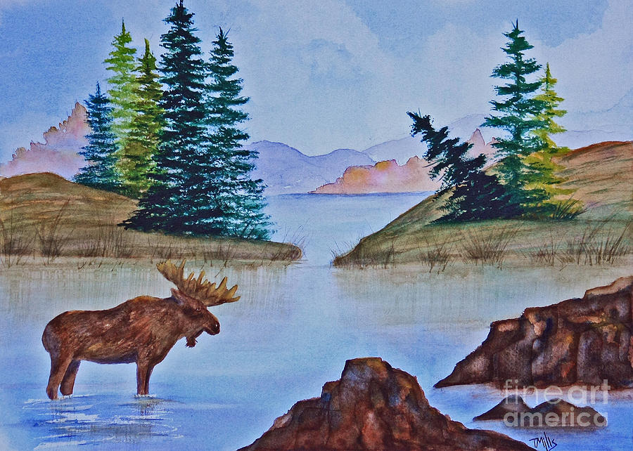 Autumn Lake Painting by Terri Mills