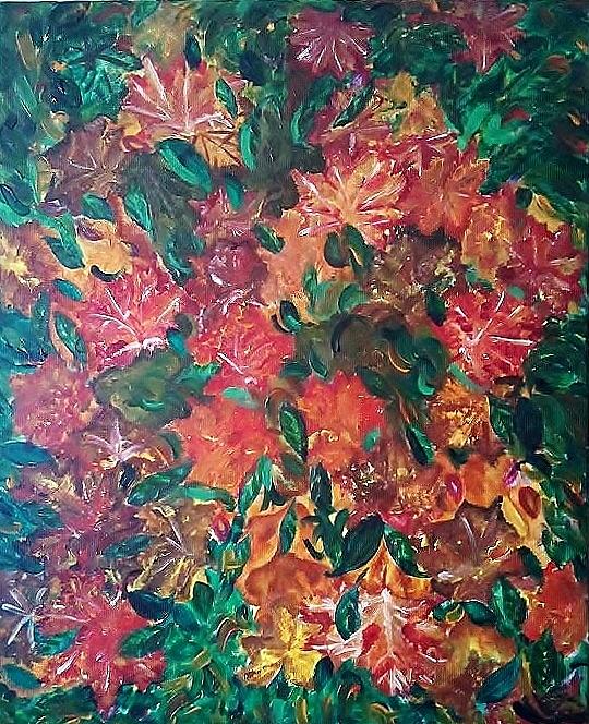 Fall Painting - Autumn leaves in a whilrwind by Derya  Aktas