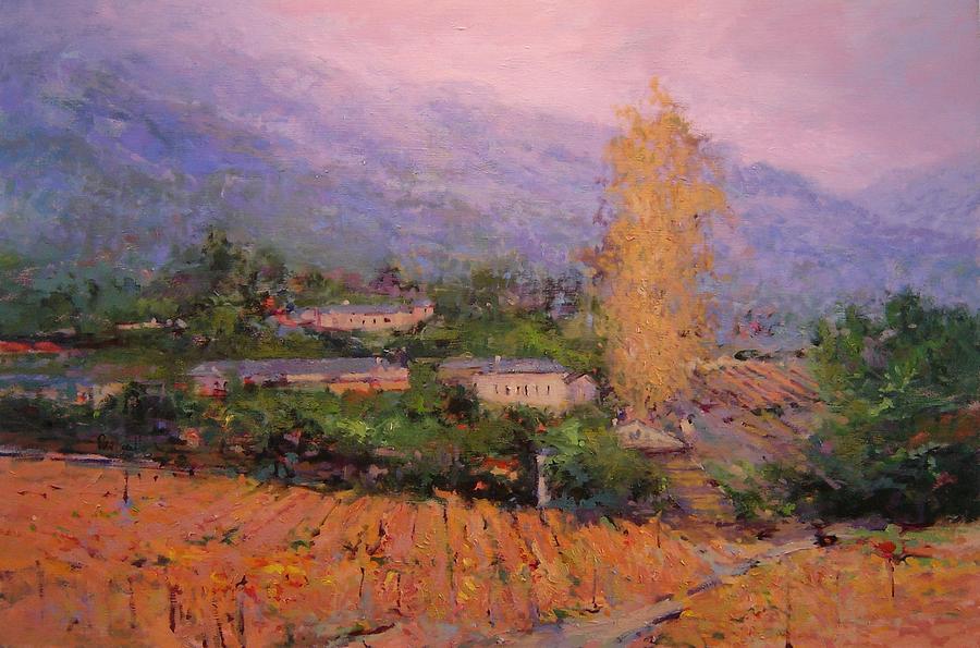 Nature Painting - Autumn mist in Julienas France by R W Goetting