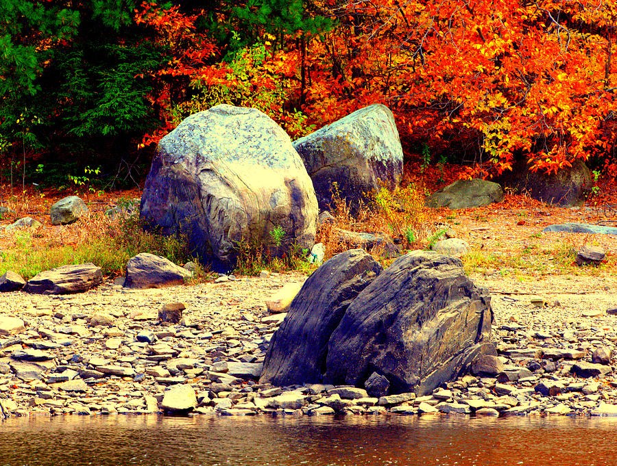 Autumn  On The Rocks  Digital Art by Aron Chervin