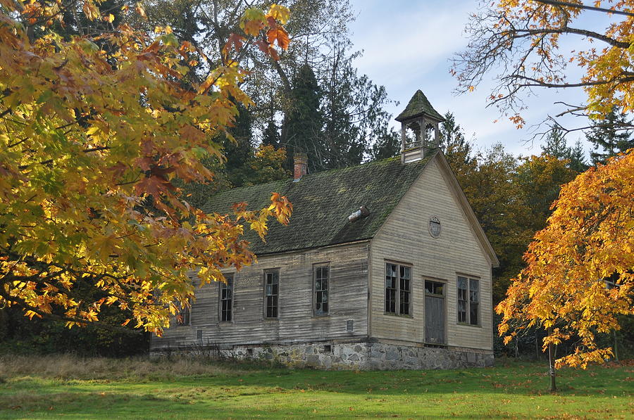 Old Buildings Photograph - Autumn Schoolhouse by Brent Easley