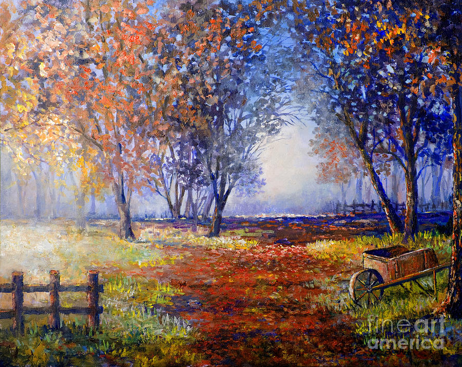 Autumn Wheelbarrow Painting by Lou Ann Bagnall