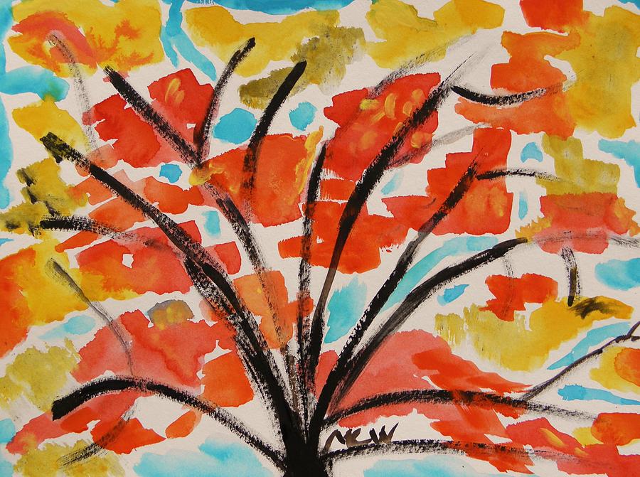 Autumn Window View Painting by Mary Carol Williams
