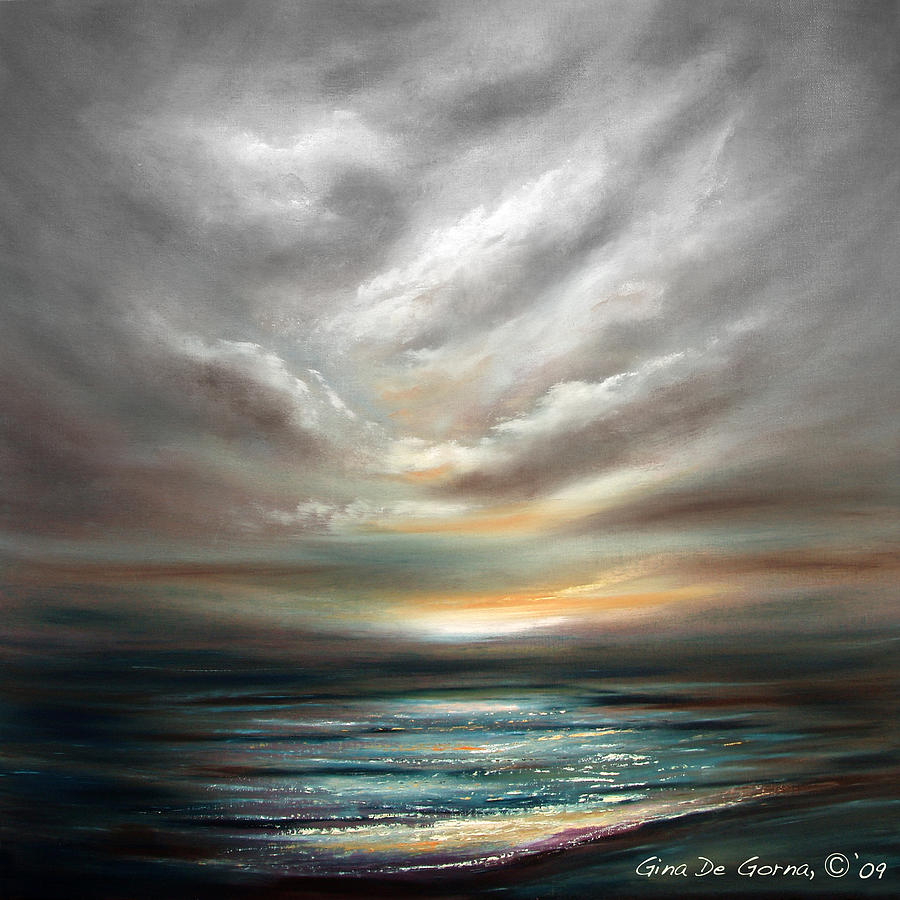 Away - Square Sunset Painting by Gina De Gorna