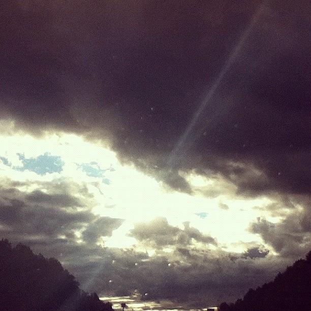 Nature Photograph - Awesome #sunbeams #cloudporn #skyporn by Charles Dowdy