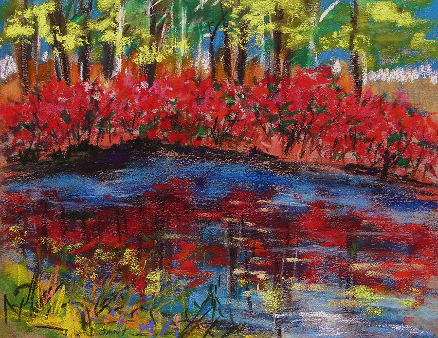 Azaleas Line the Pond Painting by John Williams