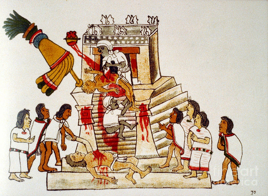 Aztec Human Sacrifice, Codex Photograph by Photo Researchers