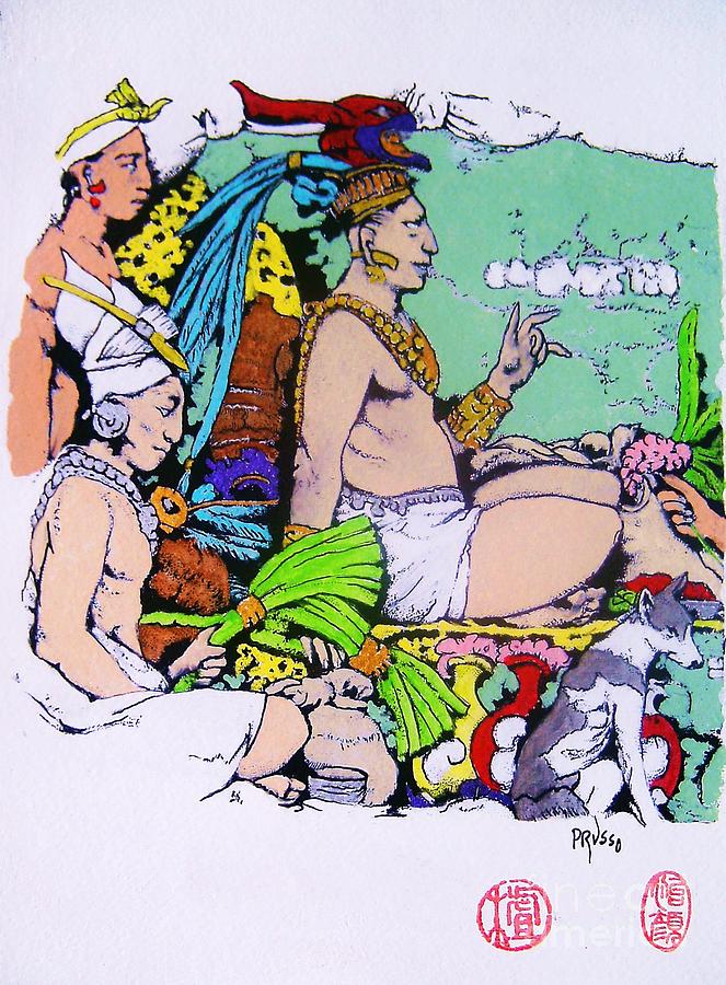 Aztec Priest Painting by Thea Recuerdo