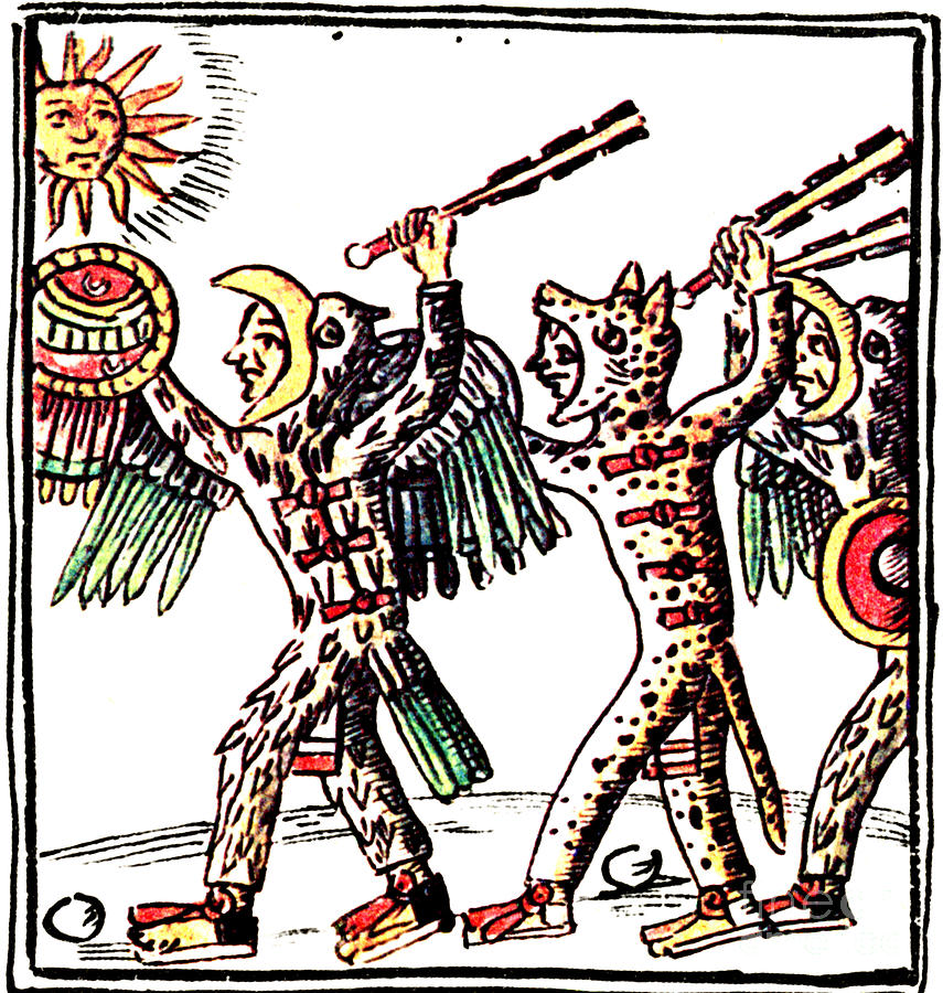 Aztec Warriors, Codex Florentine, 16th Photograph by Photo Researchers