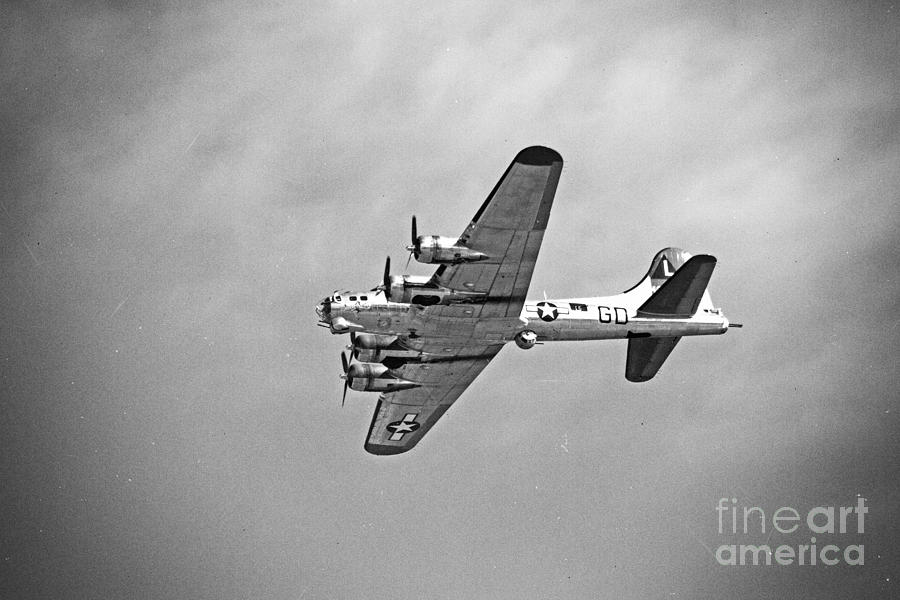 Vintage Photograph - B-17 Bomber - Dust and Scratch by Thanh Tran