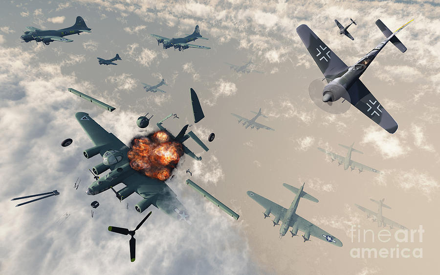 B-17 Flying Fortress Bombers Encounter Digital Art by Mark Stevenson