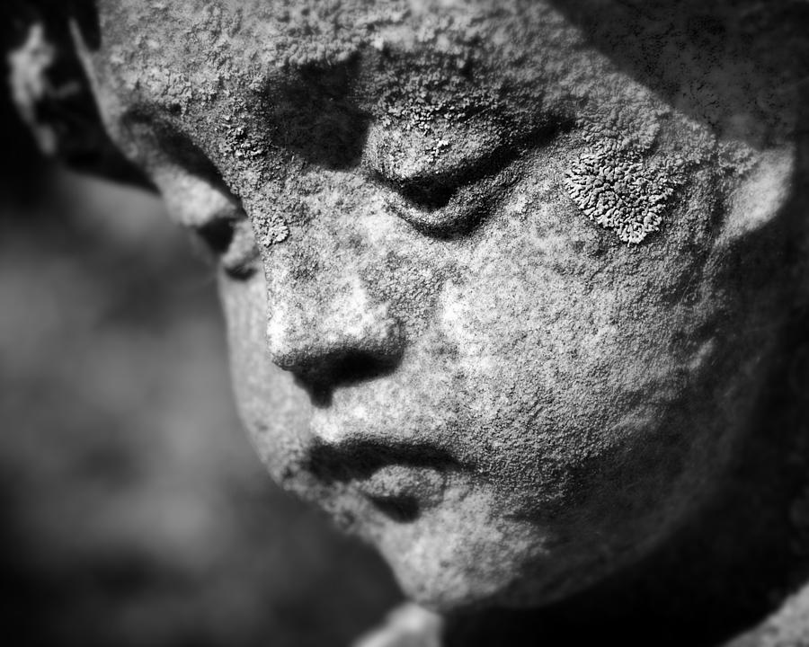 Black And White Photograph - Baby Angel Closeup by Darren Creighton