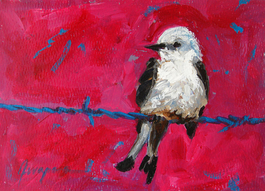 Baby Bird on a wire Painting by Patricia Awapara