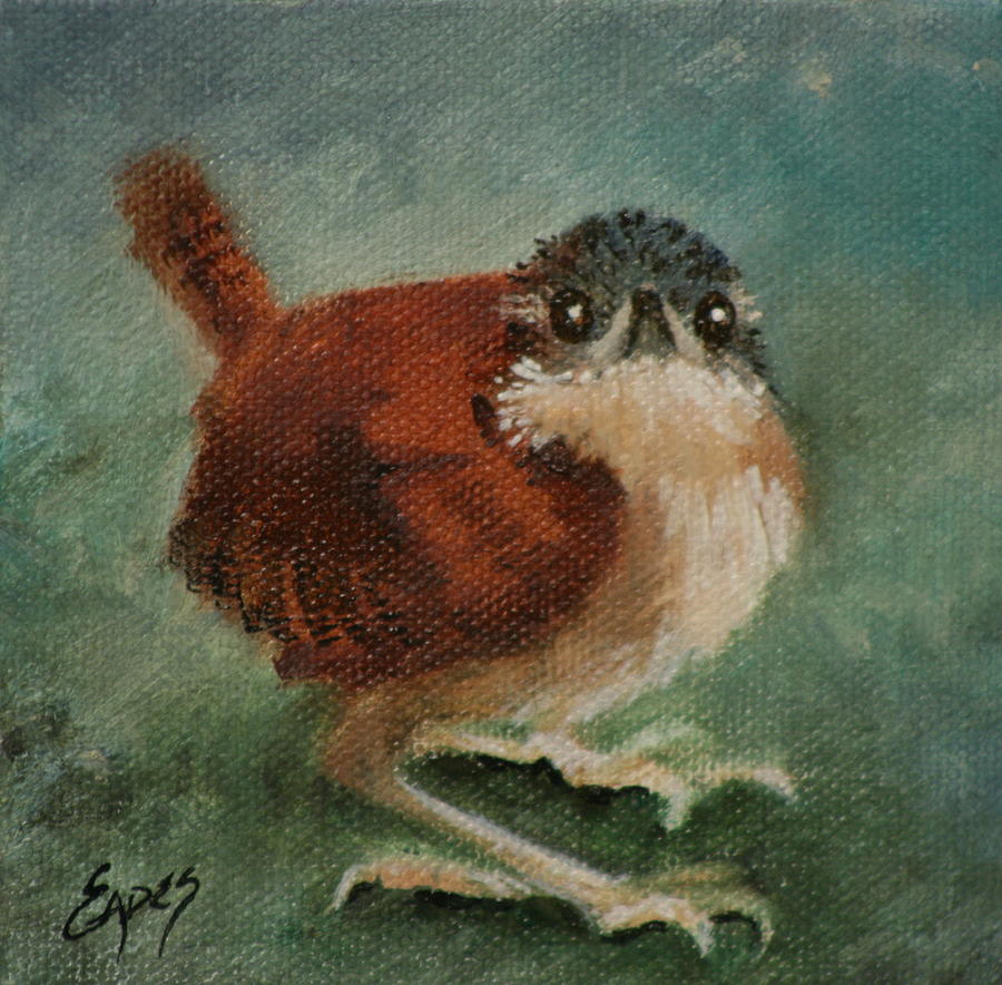 Bird Painting - Baby Carolina Wren 2 by Linda Eades Blackburn