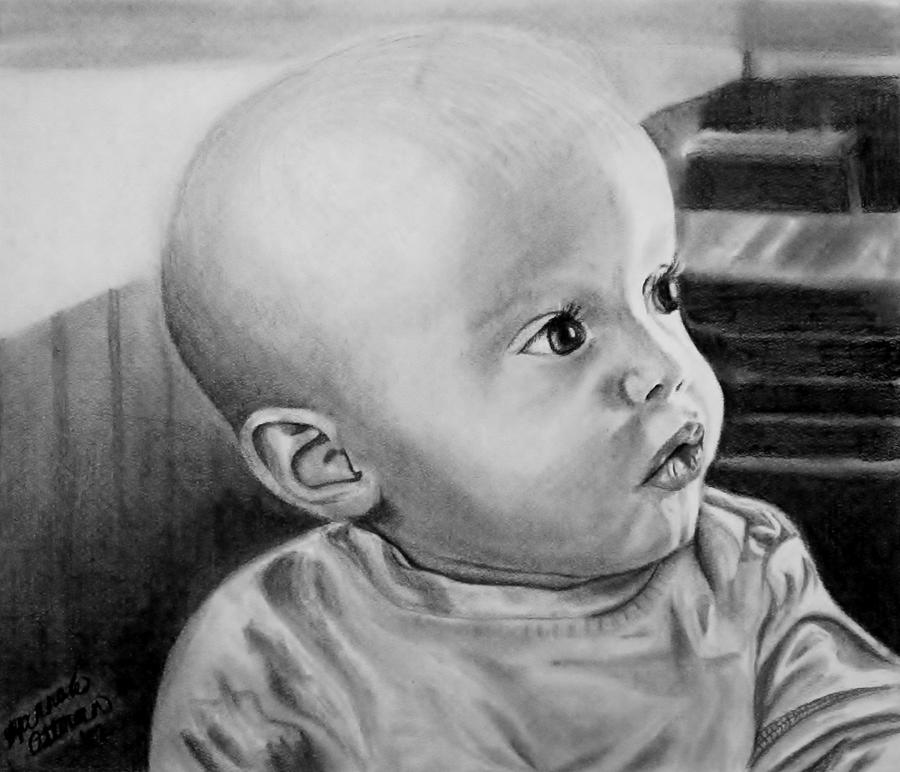 Portrait Drawing - Baby Carter by Hannah Ostman
