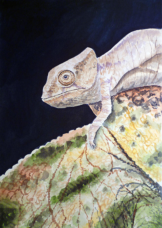 Baby Chameleon Painting by Irina Sztukowski