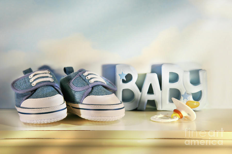 Sports Photograph - Baby denim shoes by Sandra Cunningham