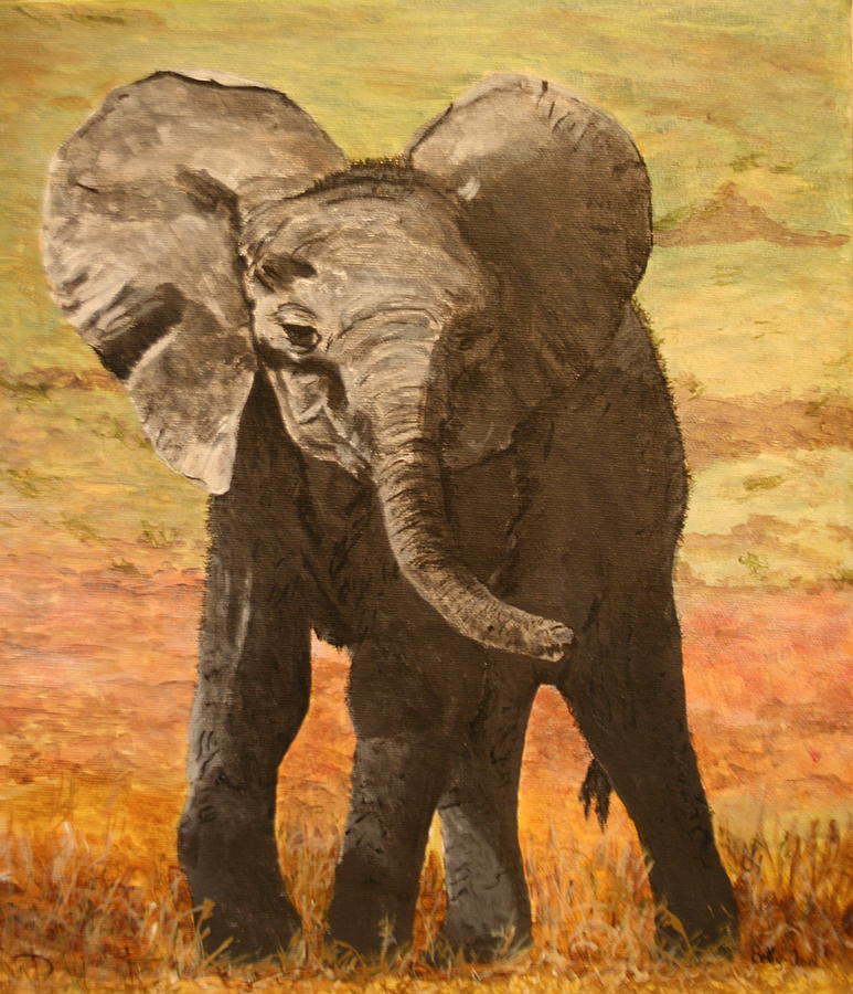 Baby Elephant Painting by Betty-Anne McDonald
