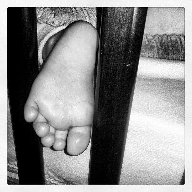 Bed Photograph - Baby Foot. #baby #foot #sleep #sleeping by Jess Gowan