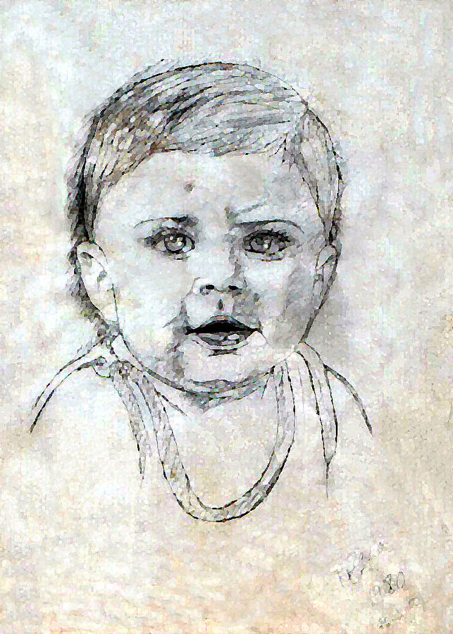 Portrait Drawing - Baby Portrait  by Madalena Lobao-Tello