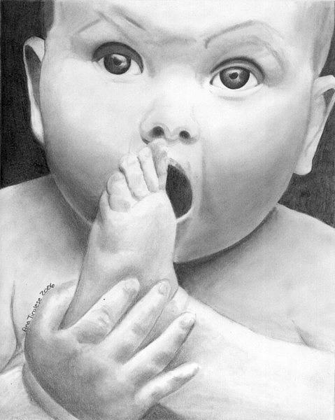 Baby Snack Time Drawing by Ana Tirolese