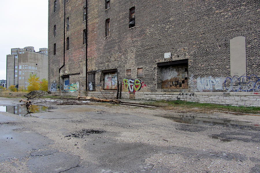 Milwaukee Painting - Back of Warehouse Loading Dock by Anita Burgermeister