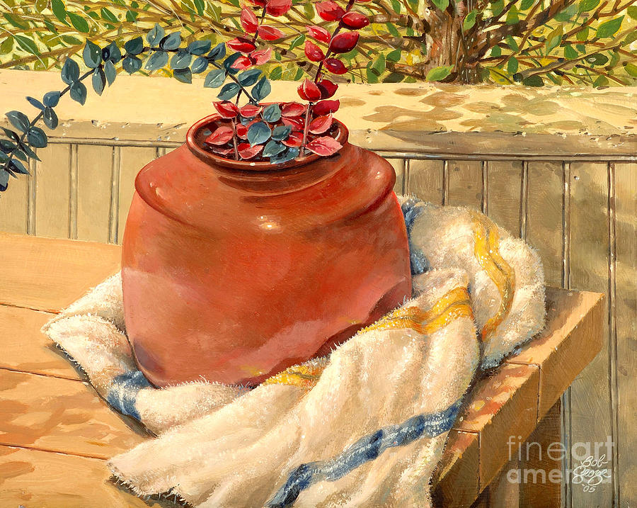 Still Life Painting - Back Porch Crockery by Bob  George