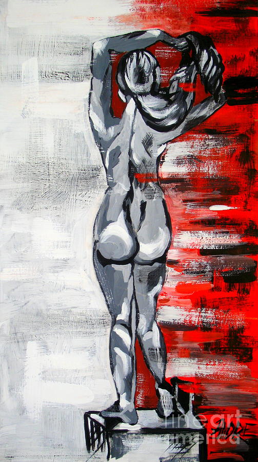 Nude Painting - Back view in the three colors by Tatjana Andre