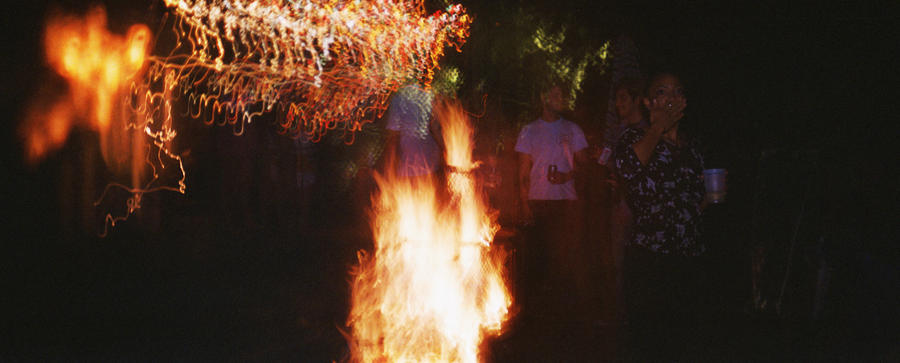Fire Photograph - Backyard Party by Ashlee Meyer