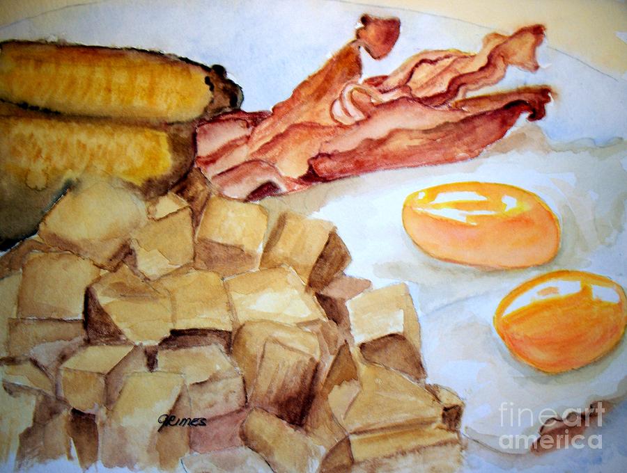 Egg Painting - Bacon and Eggs by Carol Grimes