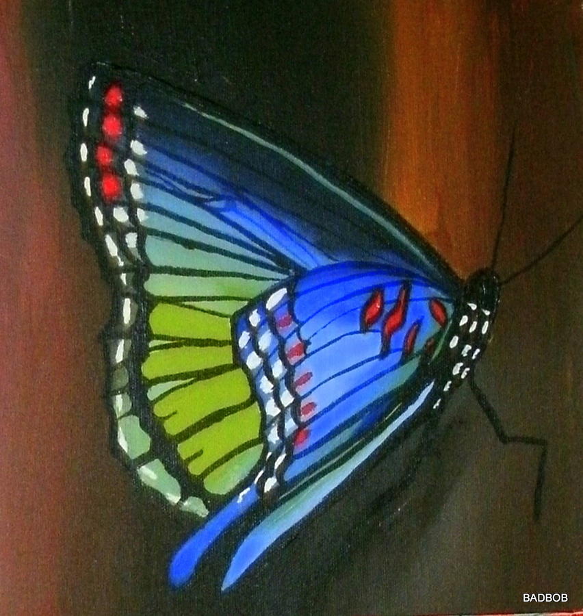Badbluebutterfly Painting by Robert Francis