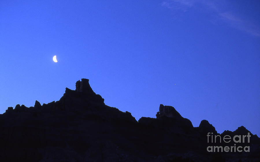 Badlands and Moon Photograph by Timothy Johnson