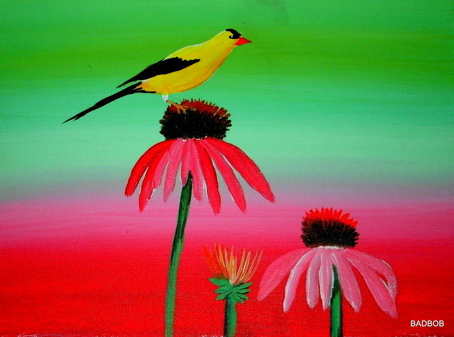 Badyellowbird Painting by Robert Francis