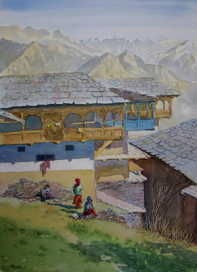 Bahu Houses II Painting by Mayank M M Reid