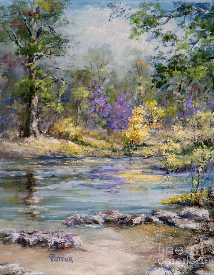 Bailey Lake Spring Painting by Virginia Potter