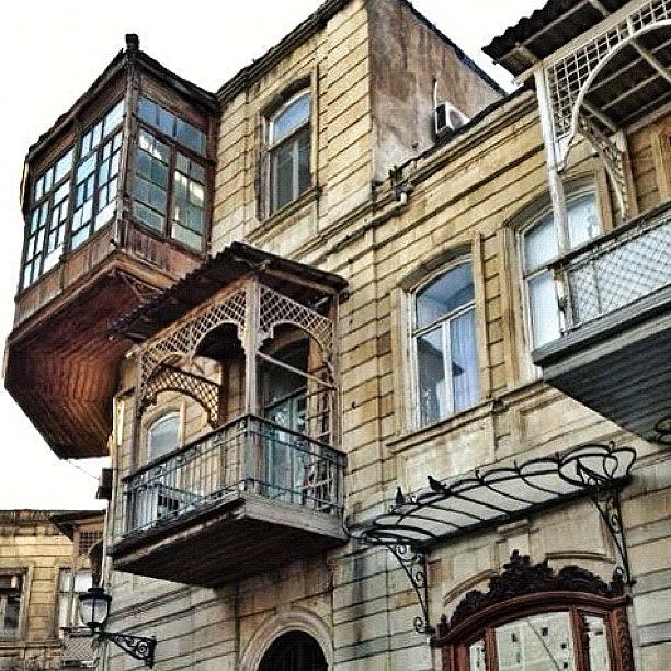 Balconies In The Old City Baku Photograph by Will Banks