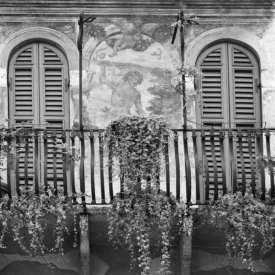 Balcony in Verona in Black and White Photograph by Greg Matchick | Fine