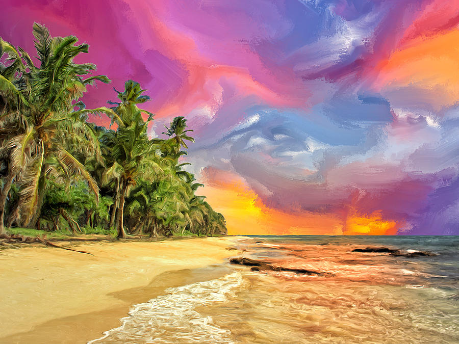 Bali Beach Sunset Painting by Dominic Piperata