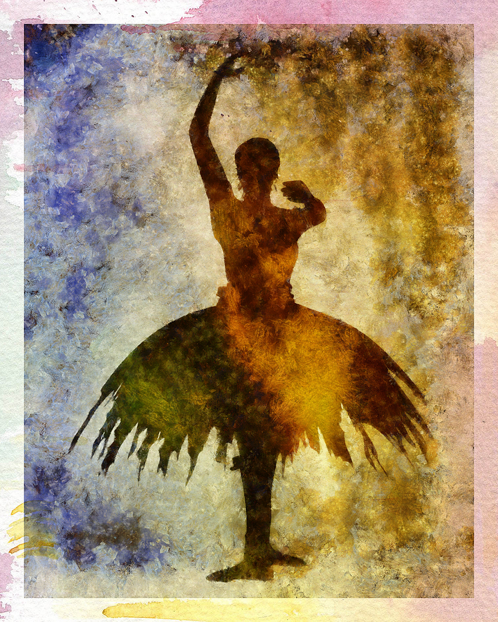 Ballerina 1 with border Mixed Media by Angelina Tamez
