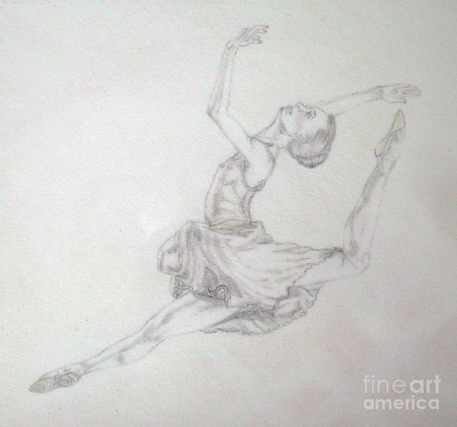 Ballerina In Flight Drawing - Ballerina In Flight Fine Art Print