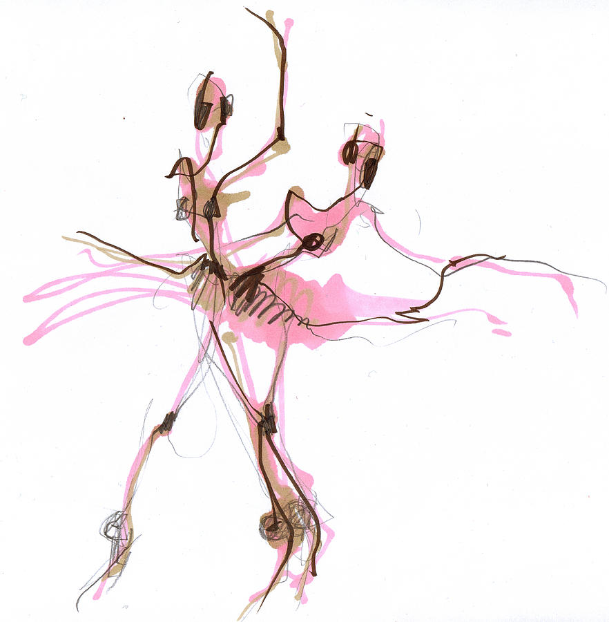Ballerina In Pink Tutu Or Sugar Plum Drawing by Lousine ...