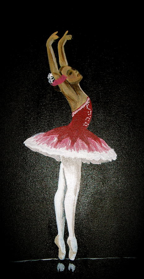 Ballerina in Red Painting by Monica Geisel