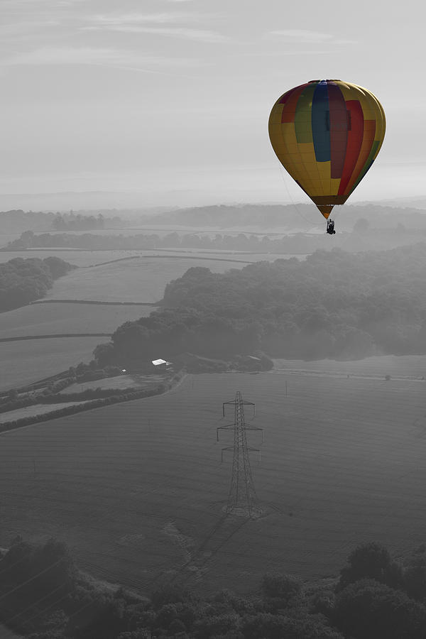 Black And White Photograph - Balloon and Pylon by Maj Seda